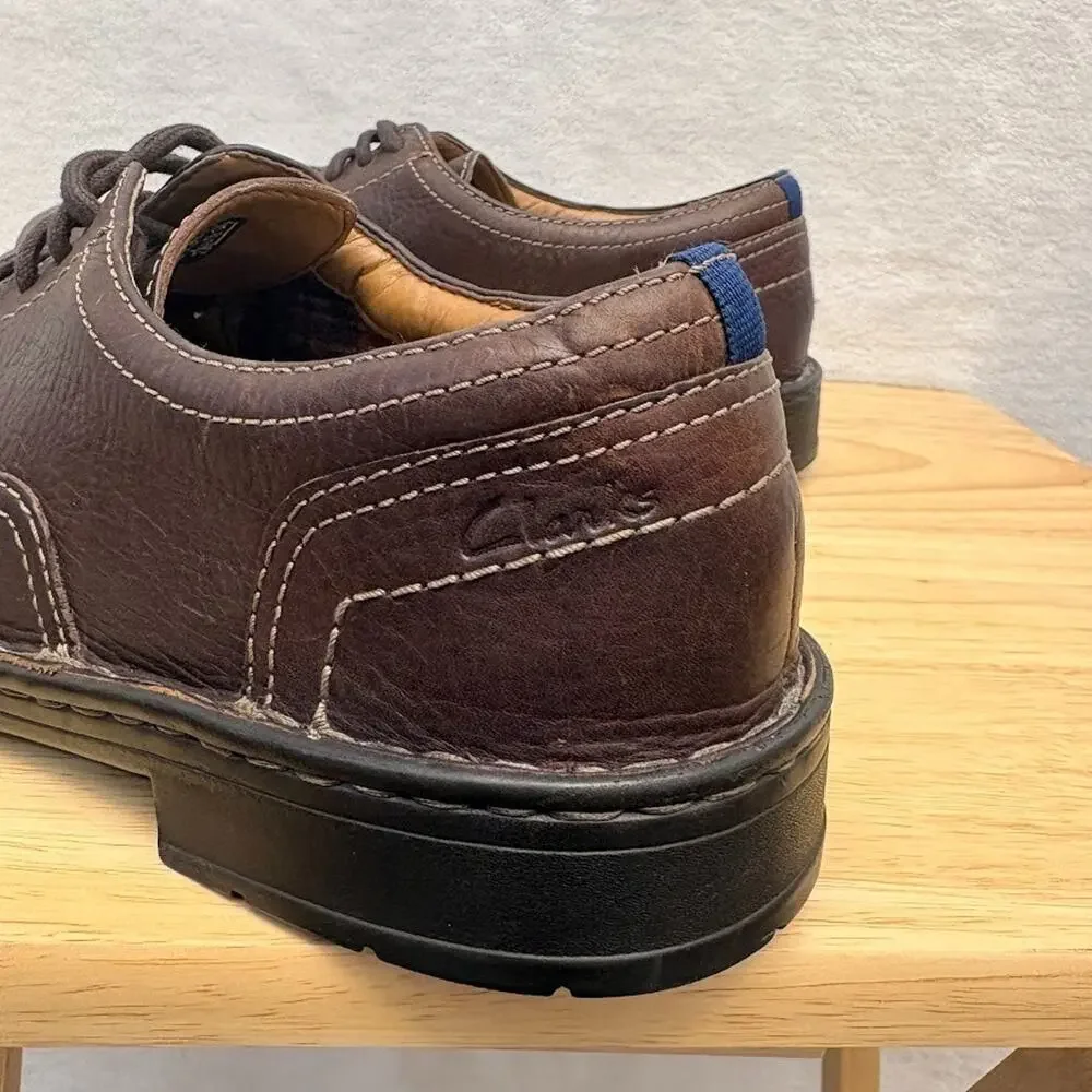 Clarks Dress Shoes Kyros Oxford Brown Leather Lace Up Chukka Shoe Men’s Size 11M